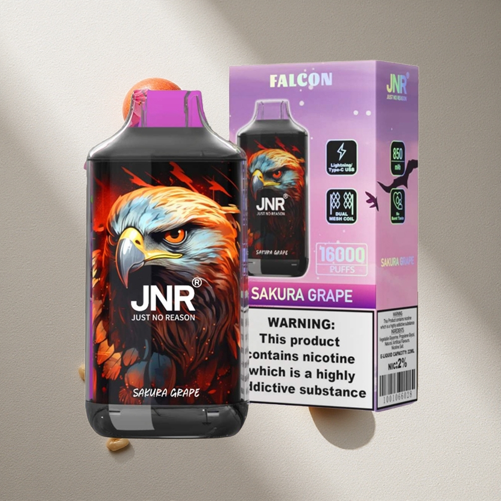 JNR Falcon 16000 Puffs Vape Sakura Uva 22ml Pantalla LED Inteligente Argentina wholesale