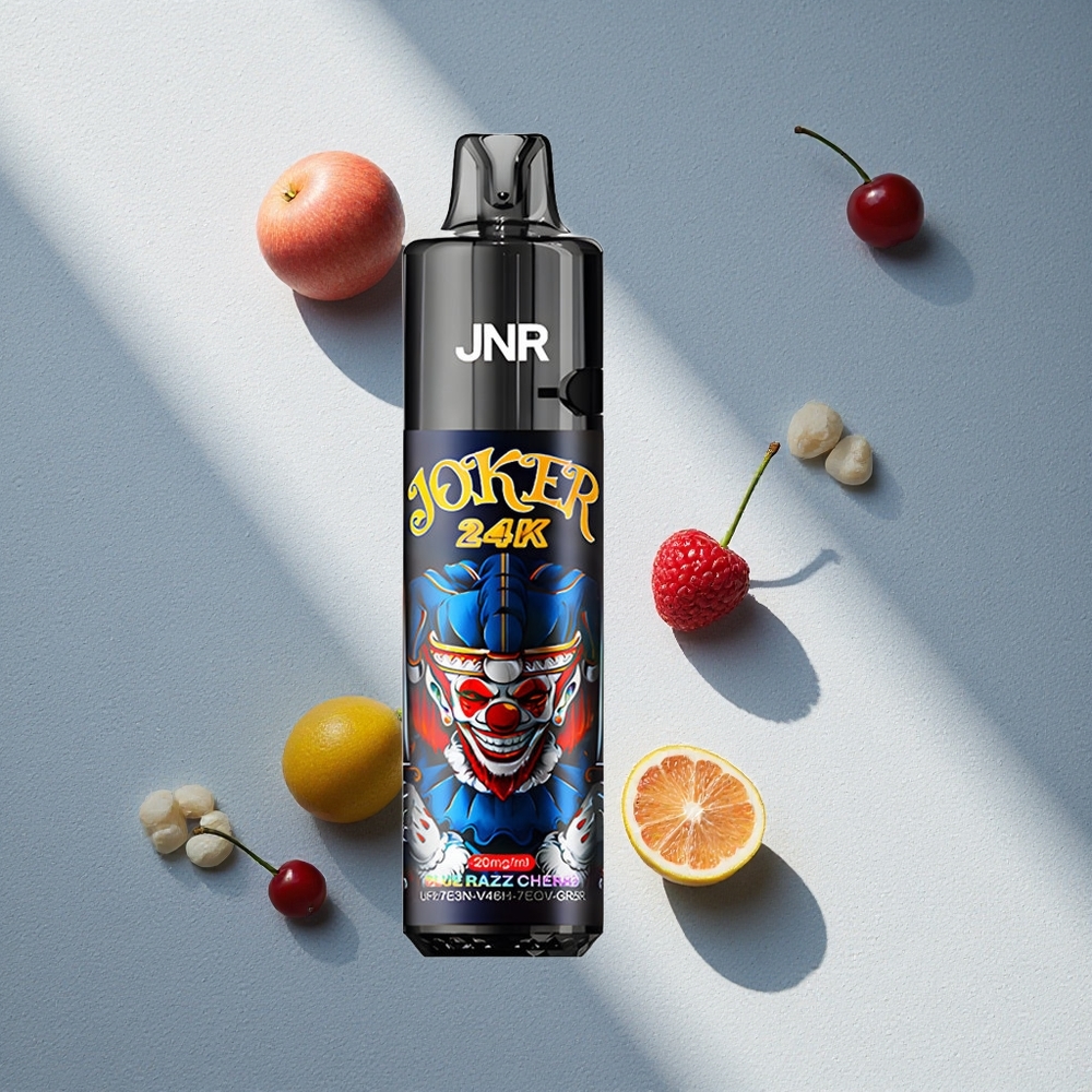 JNR Joker 24K Puffs Vape Desechable Arándano Azul Cereza con Recargable Lateral y Niveles de E-líquido Visibles Argentina wholesale