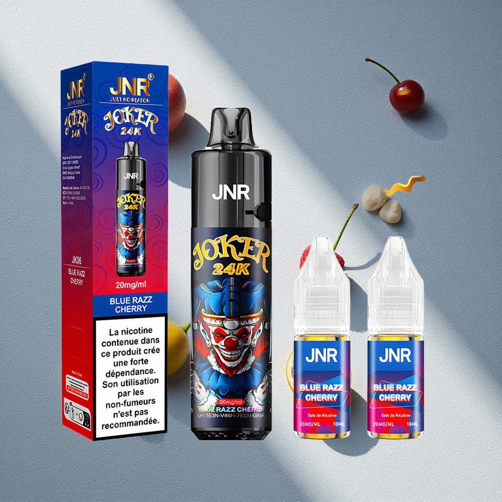 JNR Joker 24K Puffs Vape Desechable Arándano Azul Cereza con Recargable Lateral y Niveles de E-líquido Visibles Argentina wholesale