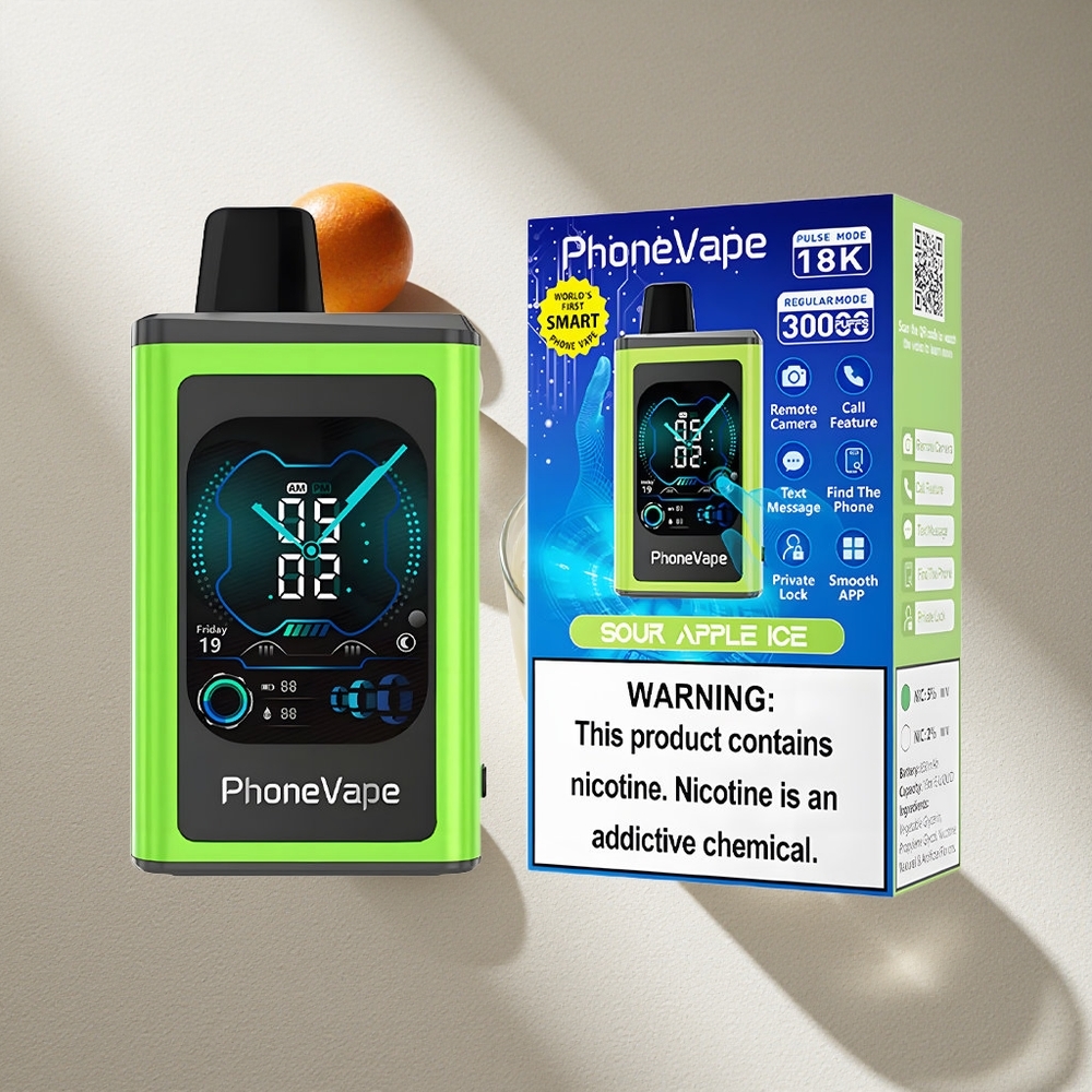 JNR PhoneVape 30000 Puffs Manzana Ácida Helada con Batería Recargable 850mAh Tipo-C y Pantalla Completa Argentina wholesale