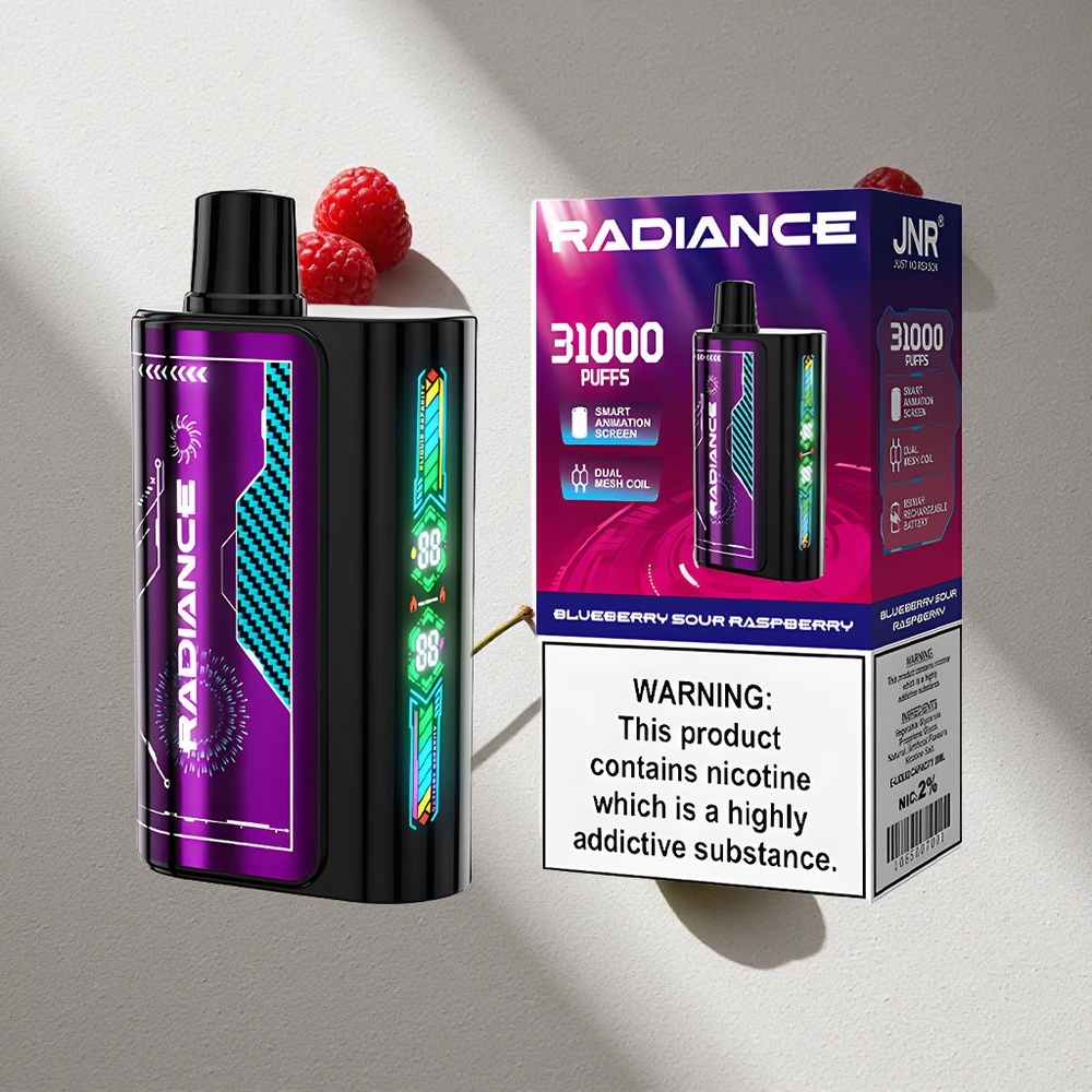 JNR Radiance 31000 Puffs Vape Desechable Arándano Agrio Frambuesa Pantalla Animación Inteligente Argentina wholesale