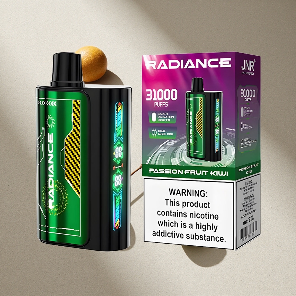JNR Radiance 31000 Puffs Vape Desechable Maracuyá Kiwi Pantalla Inteligente Animada Argentina wholesale