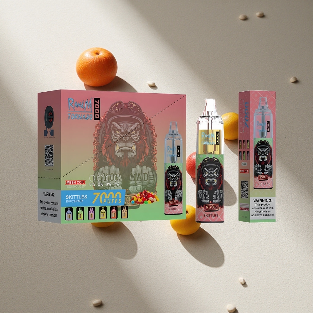 RandM Fumot Tornado 7000 Puffs Skittles (Caramelos) 14ML E-líquido RGB Light Argentina wholesale