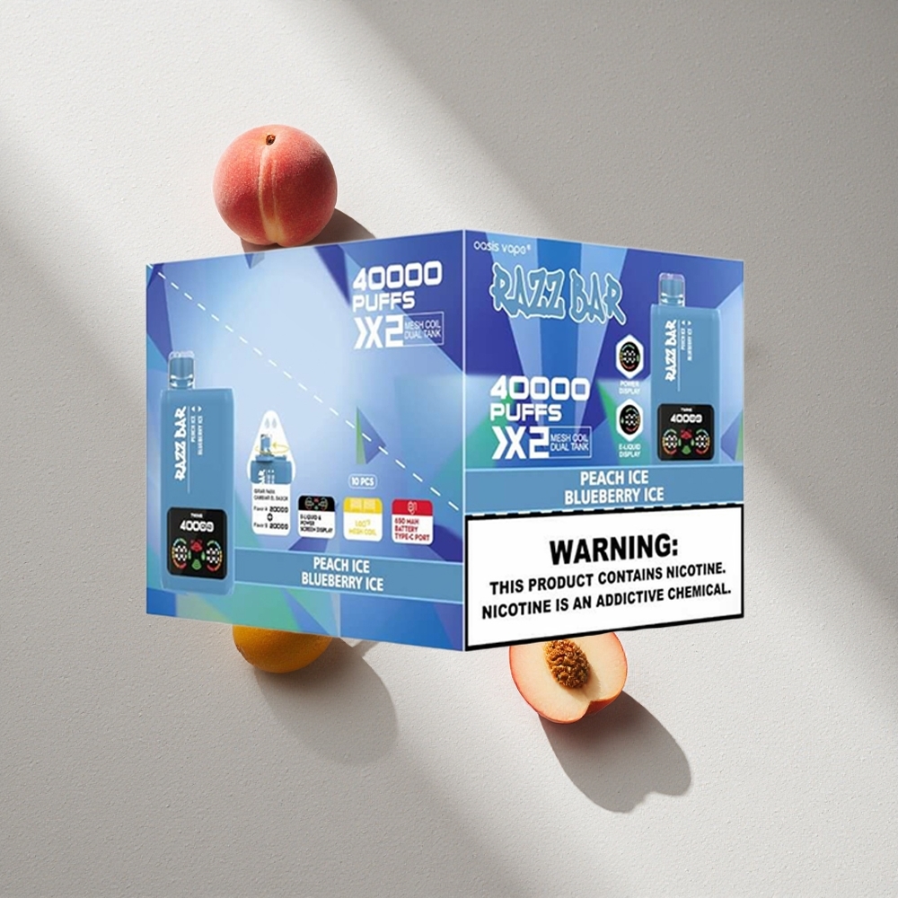 Razz Bar 40000 Puffs Durazno Helado_Arándano Helado Pantalla de Potencia Argentina wholesale