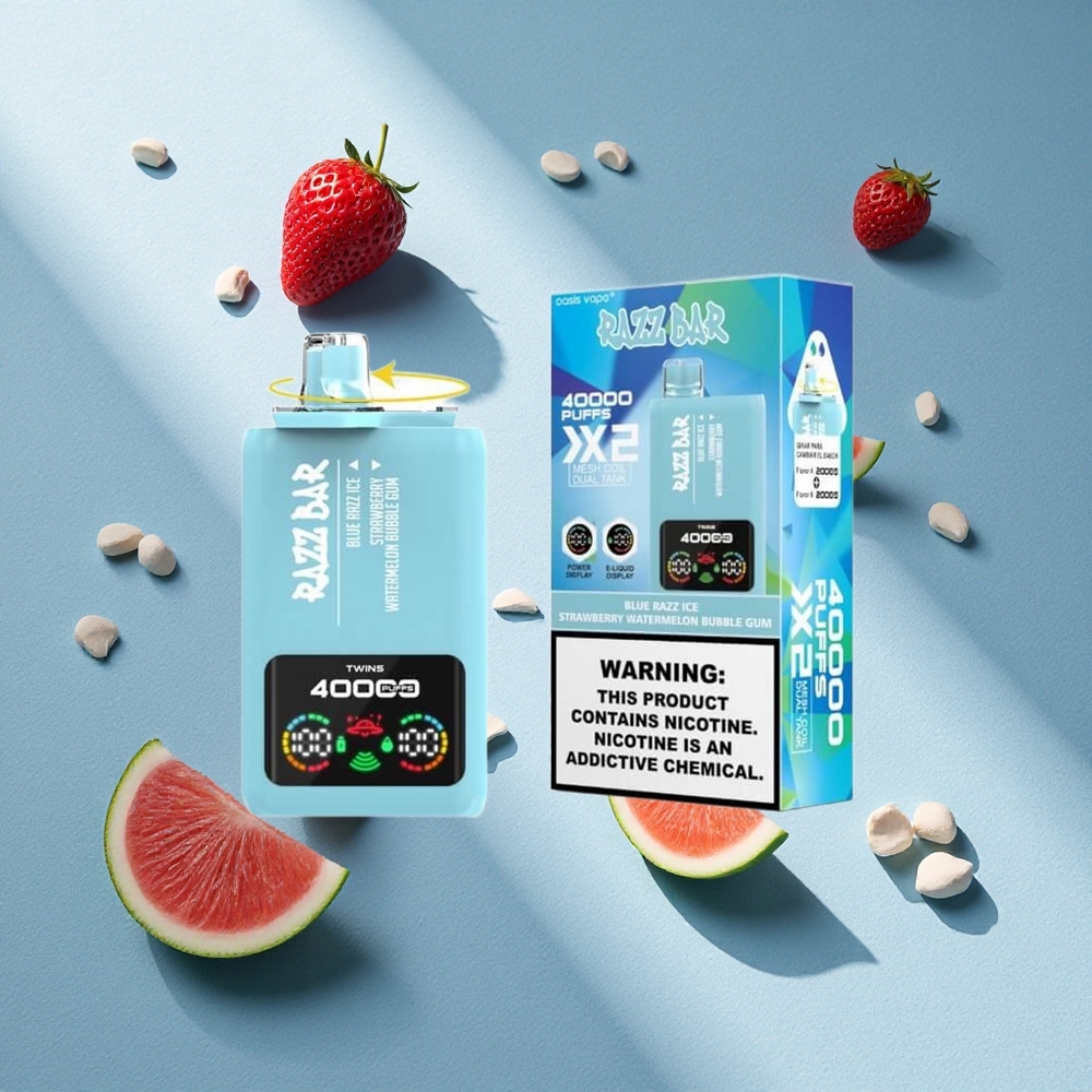 Razz Bar 40000 Puffs Vape Desechable Blue Razz Ice-Fresa Sandía Chicle Burbuja con Pantalla de Potencia Argentina wholesale