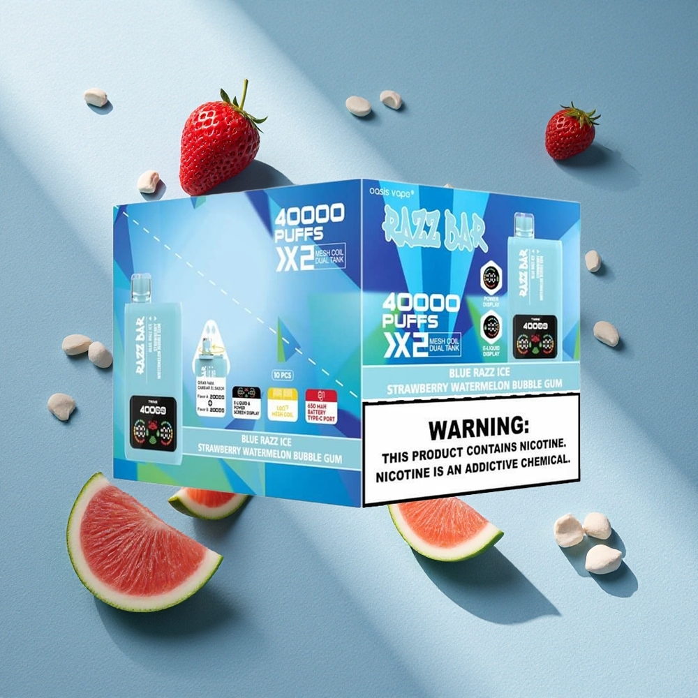 Razz Bar 40000 Puffs Vape Desechable Blue Razz Ice-Fresa Sandía Chicle Burbuja con Pantalla de Potencia Argentina wholesale