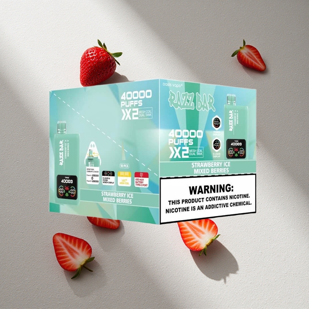 Razz Bar 40000 Puffs Vape Desechable Fresa Hielo_Bayas Mixtas Pantalla de Potencia Argentina wholesale