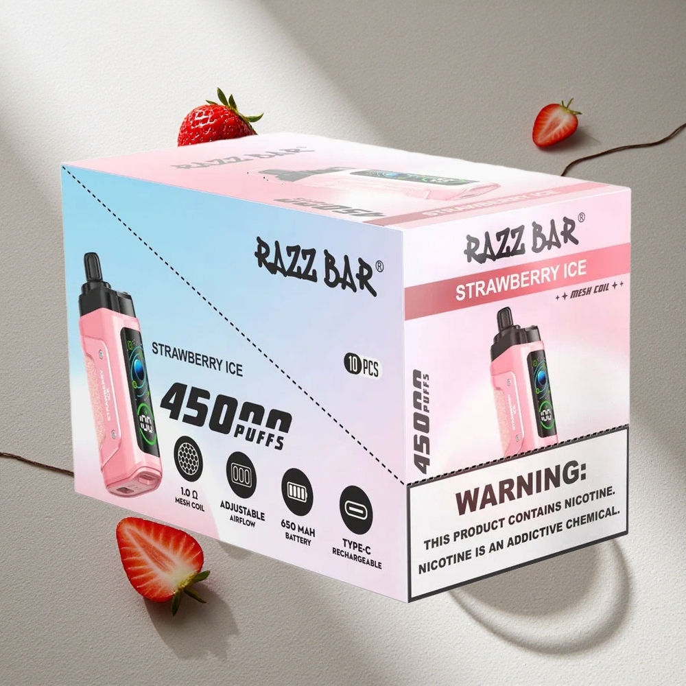 Razz Bar 45000 Puffs Fresa Hielo Vape Desechable Tipo-C Recargable Argentina wholesale
