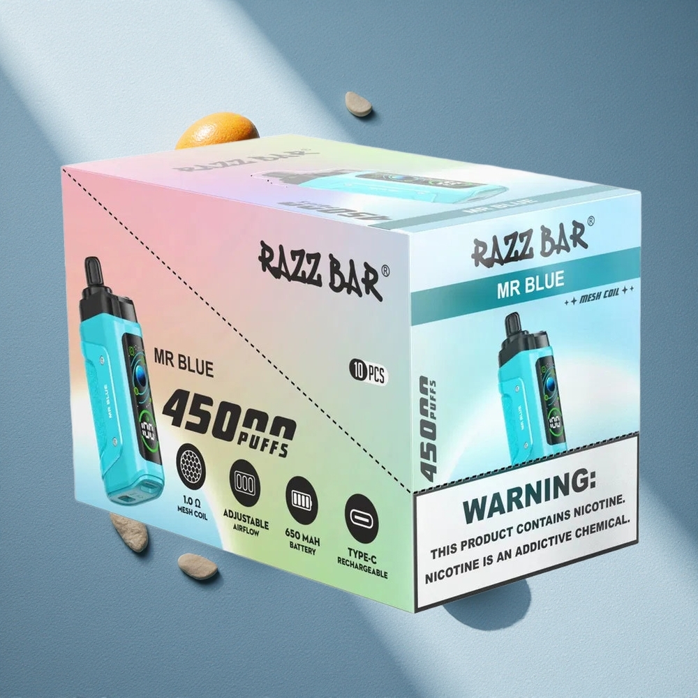 Razz Bar 45000 Puffs Mr Azul y Frambuesa 1.0 Ohm Malla Argentina wholesale