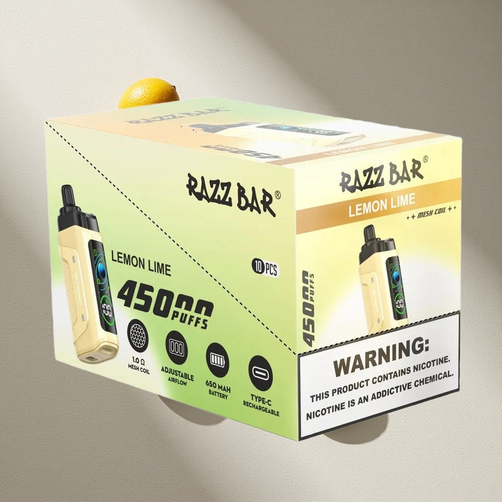 Razz Bar 45000 Puffs Vape Desechable Limón Lima y Frambuesa Batería Recargable Tipo-C Argentina wholesale