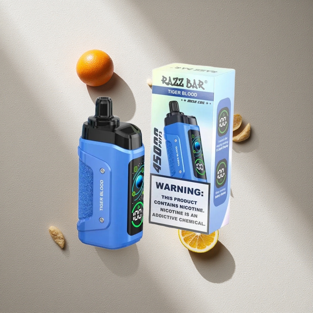 Razz Bar 45000 Puffs Vape Desechable Sangre de Tigre y Frambuesa, 1.0 Ohm Mesh Coil, Tipo-C Recargable, Argentina wholesale