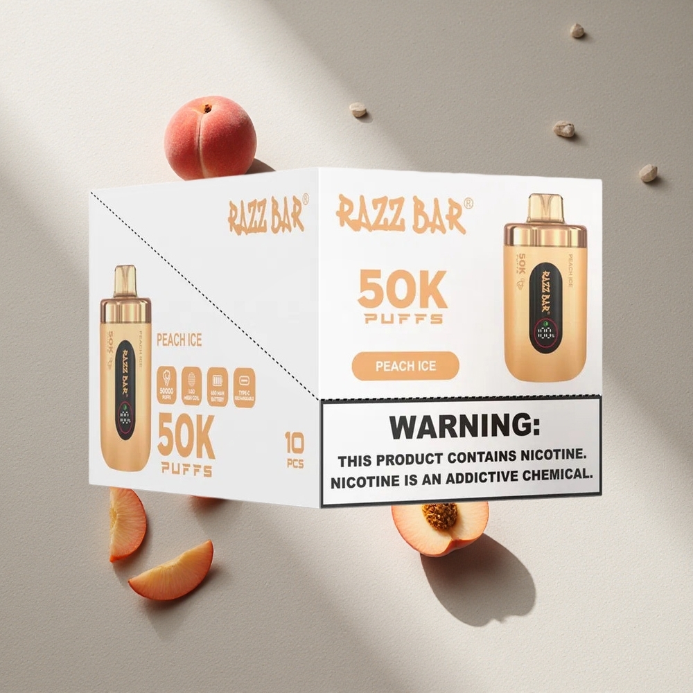 Razz Bar 50K Puffs Vape Desechable Durazno Hielo y Frambuesa 50000 Puffs Tipo-C Recargable Argentina wholesale