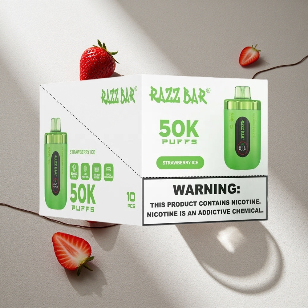 Razz Bar 50K Puffs Vape Desechable Fresa Hielo 50000 Puffs Recargable Tipo-C Argentina wholesale
