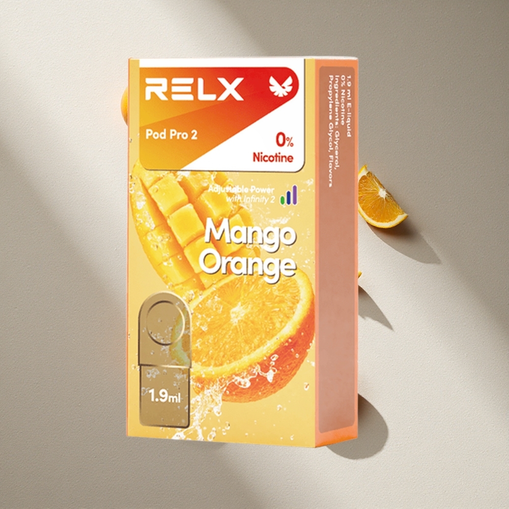 RELX Pod Pro 2 600 Puffs Mango Naranja Sin Nicotina 1.9ml Argentina wholesale